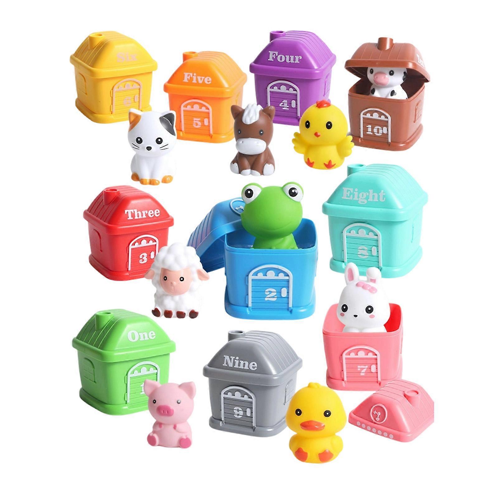 10Pcs Farm Animals Finger Puppets Learning Toy Counting Matching Educational Playset for Toddlers Age 3+ Multicolor