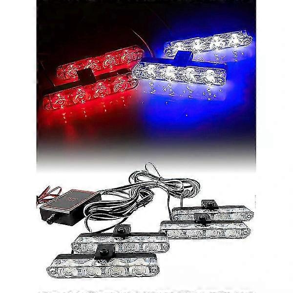 16 LED Red Blue Car Strobe Flash Light 12V Police Warning Flashing Lamp + Remote Control YC