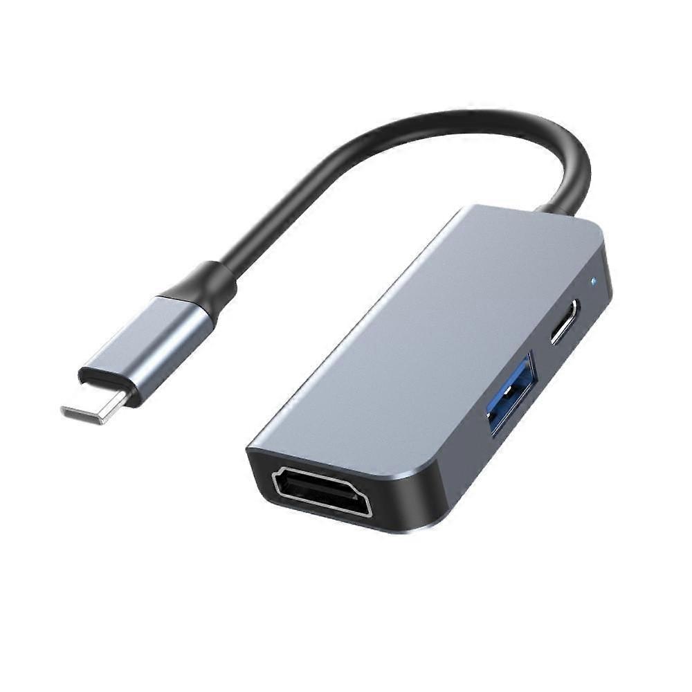 3-in-1 USB-C Hub with 4K HDMI Aluminum Alloy Portable Multi-Function Adapter for Laptop Tablet and Smartphone