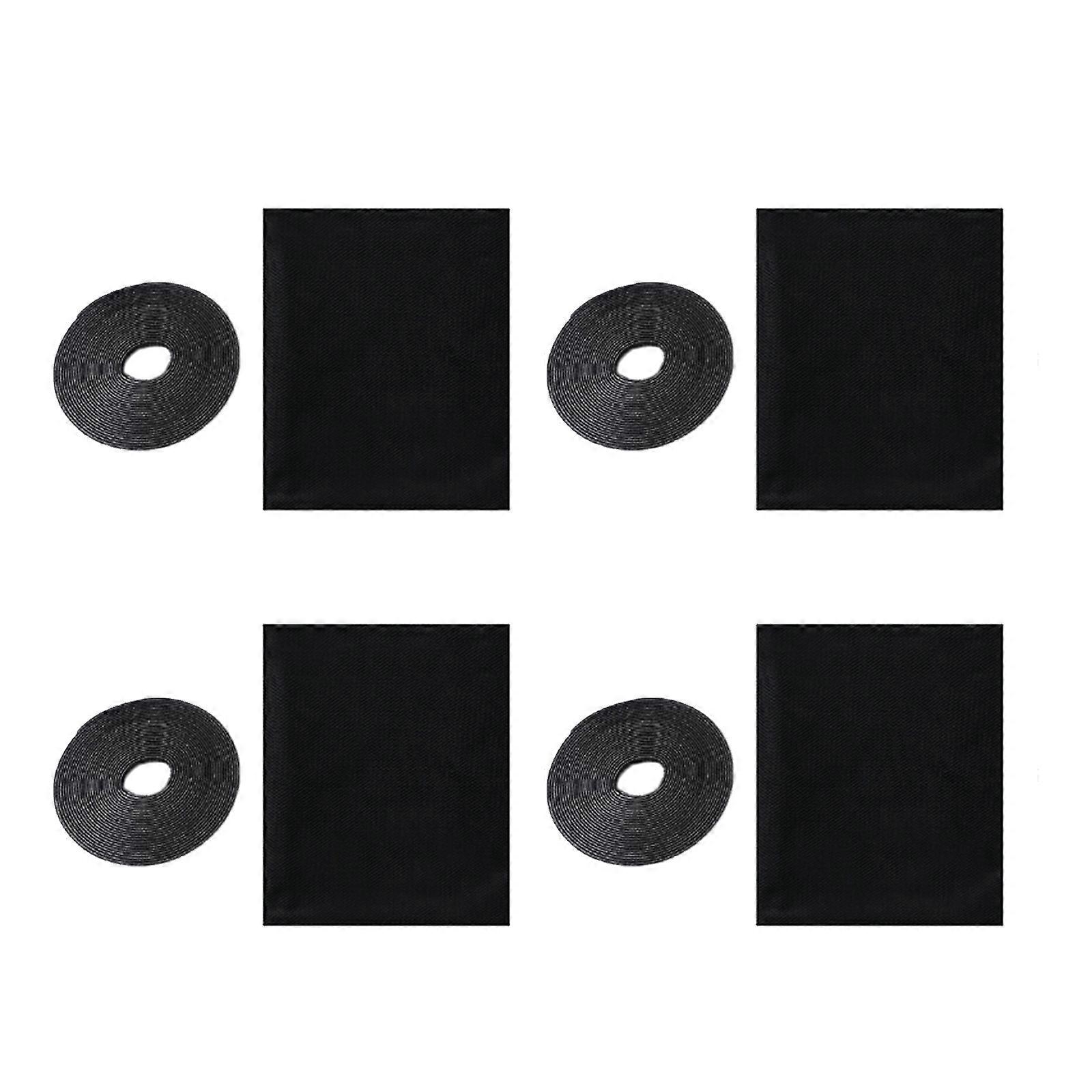 4 Set Window Screen with Hook and Looped Adhesive Edging Frame Freely Cutting DIY Mesh Window Screens Curtains Replacement  Black