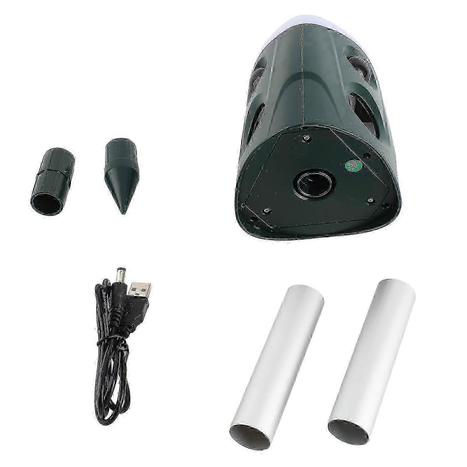 Ultrasonic Animal Repellent 360-Degree Coverage PIR Sensor Outdoor IP66 Waterproof Multifunctional Rodent Deterrent 4 Working Modes Green Recharg