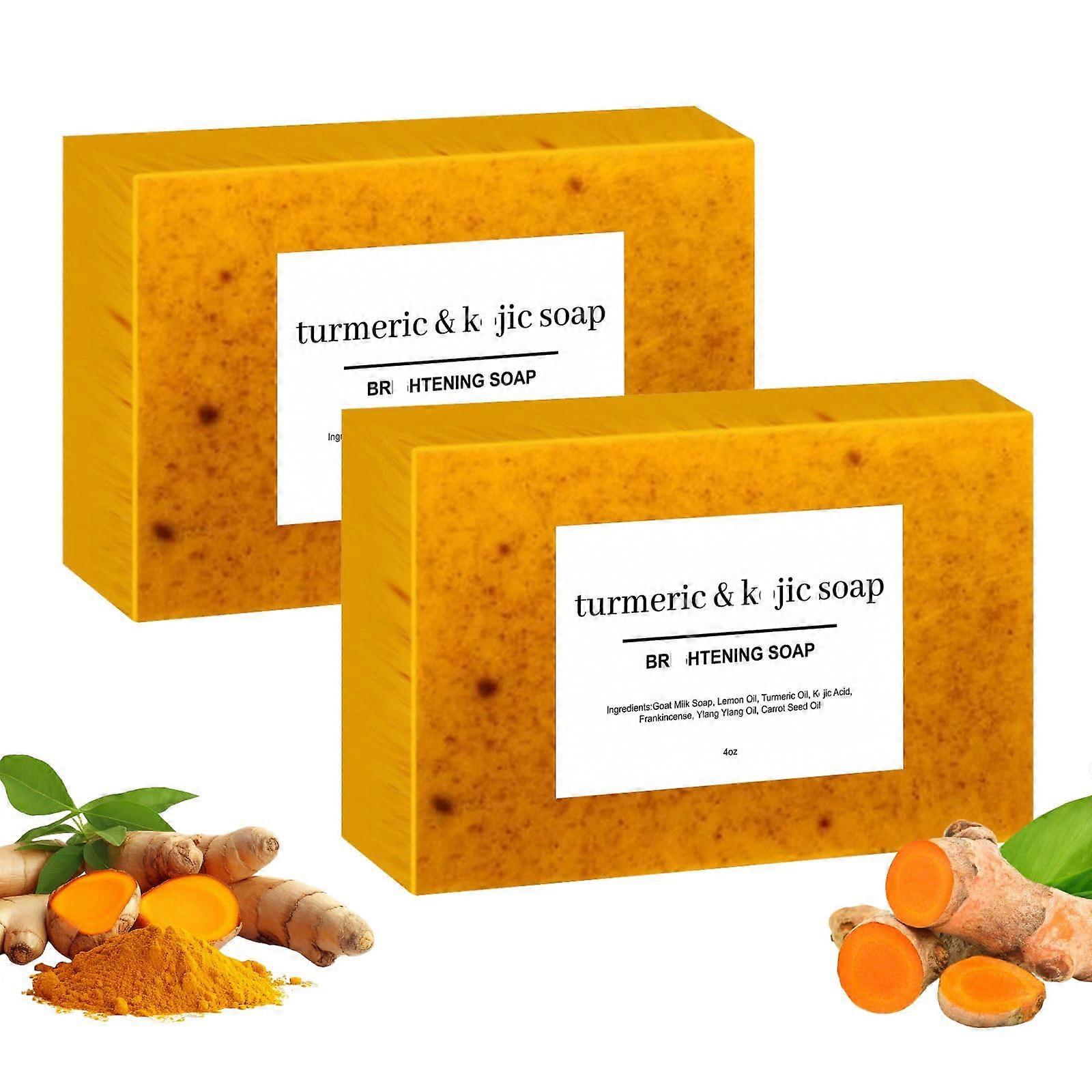 2 Pack Turmeric Lemon Soap Bars for Face and Body Cleansing, Handmade and Suitable for All Skin Types