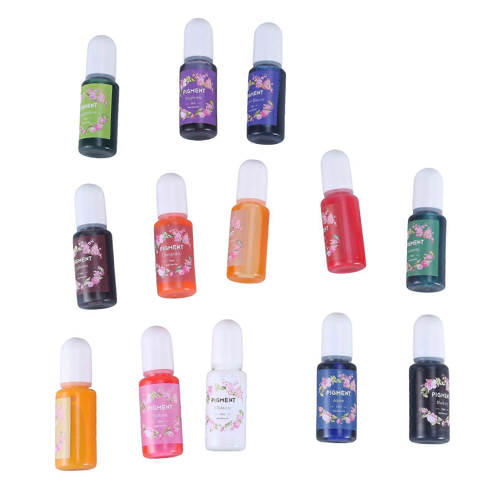 13 Colors Epoxy UV Resin Coloring Dye Liquid Epoxy Pigment Resin Colorant Fading Resistance10ml Translucent Dye  14 full set
