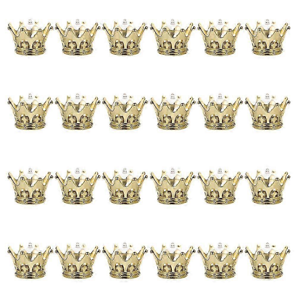 24pcs Delicate Crown Shaped Wedding Candy Boxes Candy Packaging Cases (Golden)