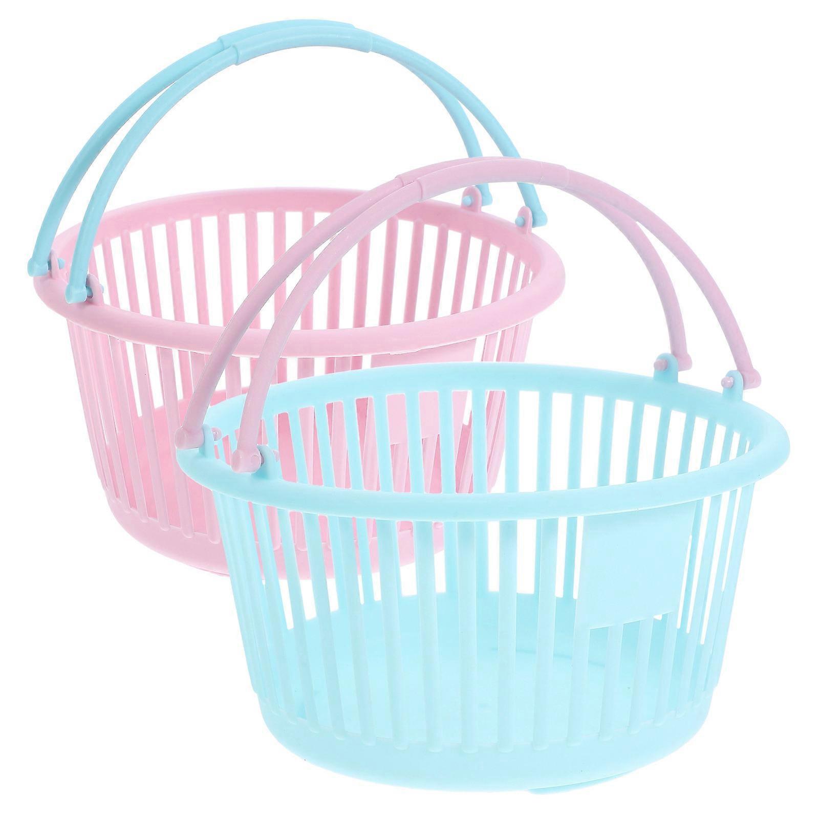 Plastic Basket with Handle for Storage 2Pcs Stackable Organizer