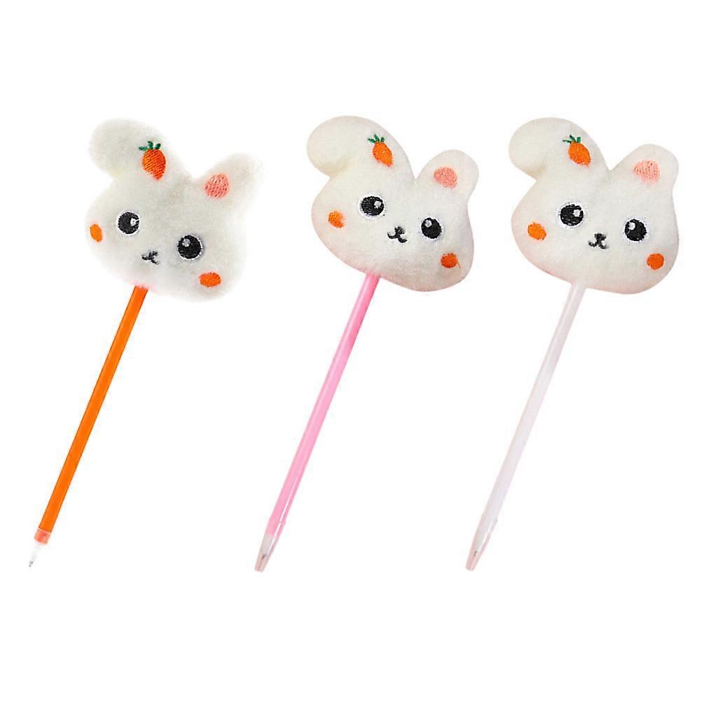 Stuffed Bunny Doll 3Pcs Adorable Shape Ballpoint Pens for Writing in Assorted Color with Comfortable Grip