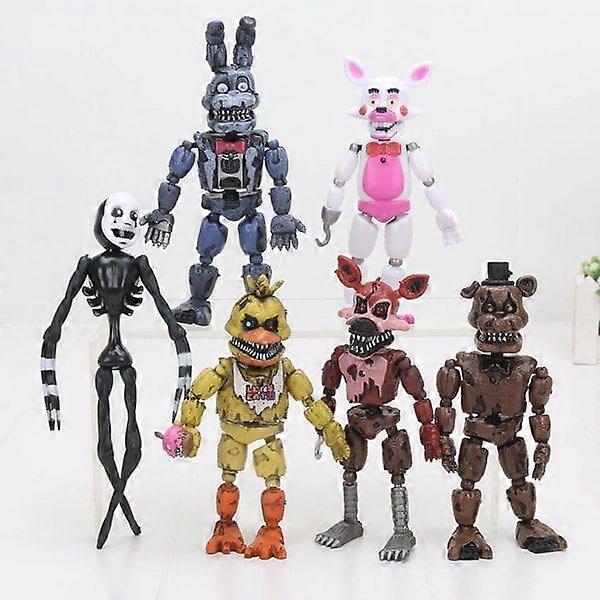 6 stk Fem netter på Freddy's Action Figur FNAF Toy Bonnie Foxy