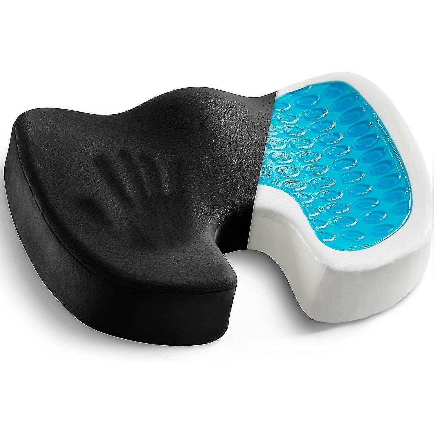 Cojín ortopédico con capa de gel - Almohada de espuma viscoelástica antideslizante para el coxis, ideal para el dolor de coxis