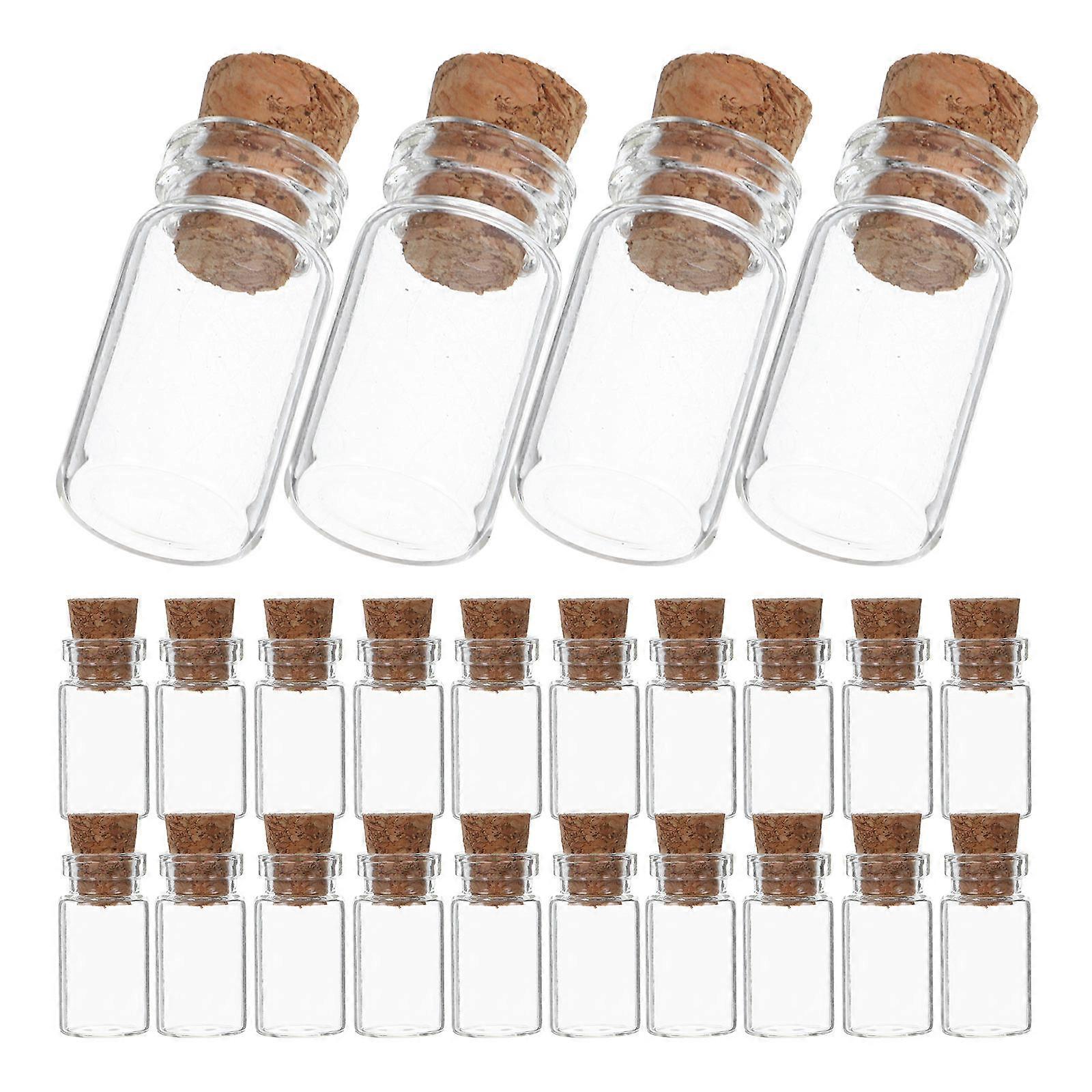 Wooden Cork Bottles Small Glass Bottles for Decorative Use 24Pcs
