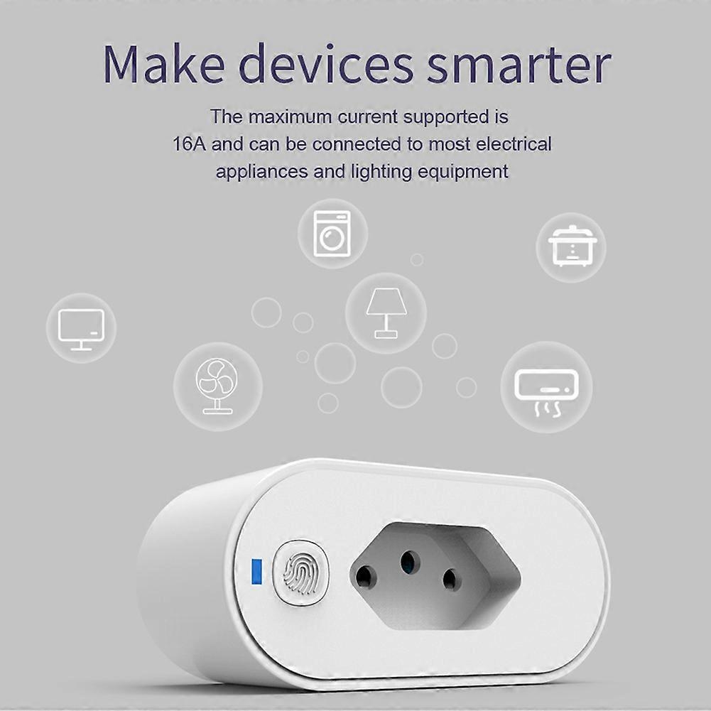 WiFi Smart Plug Outlet Automate APP Voice Control Timer/ Voltage Measurement Function 16A Socket BR Plug