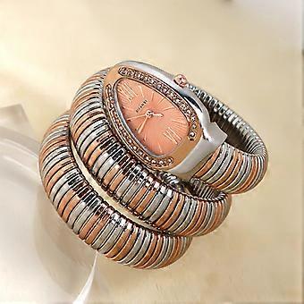 Montre serpent BIFANXI, montre-bracelet tendance pour femme, montre à quartz créative, dégradé or rose et argent