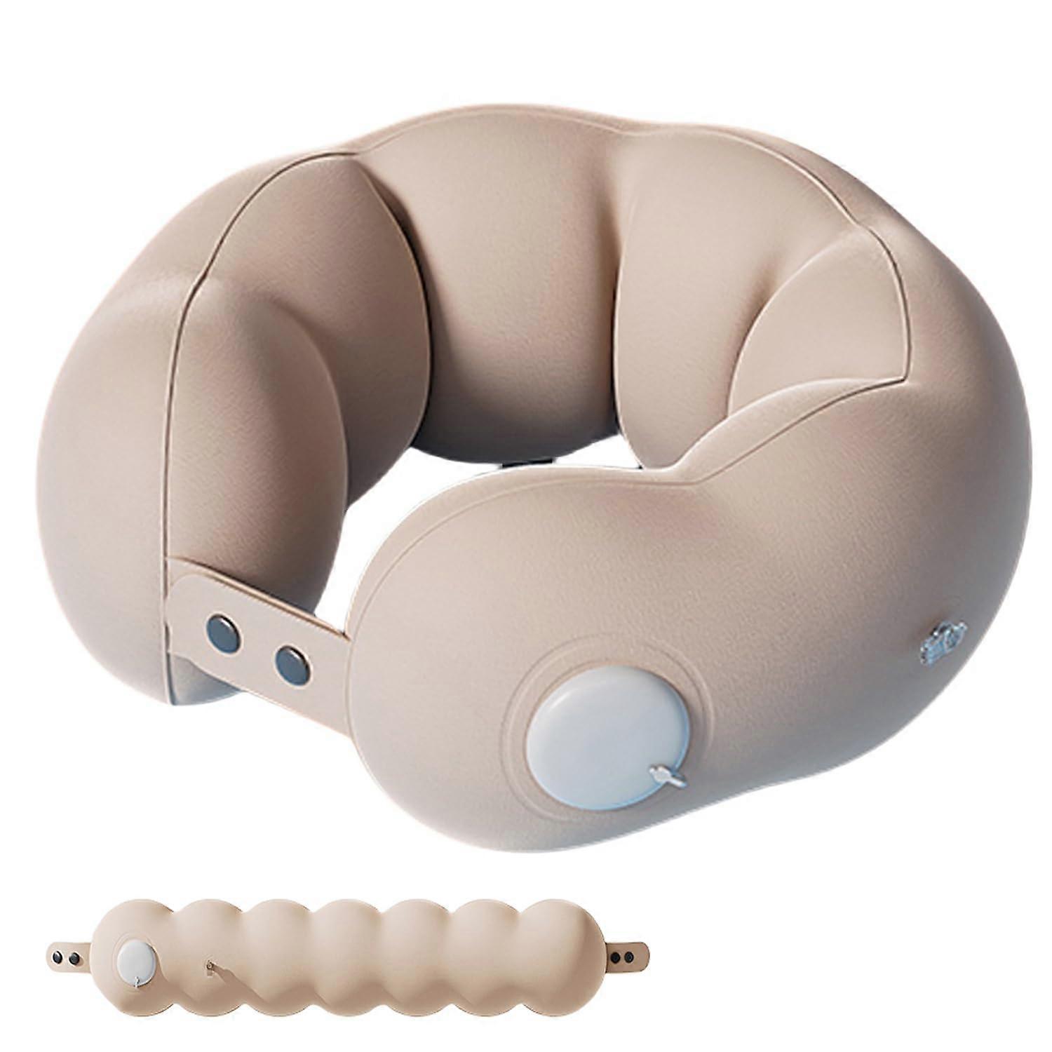 Inflatable Travel Neck Pillow for Airplane with 360° Support, Adjustable Soft UShape, Size M