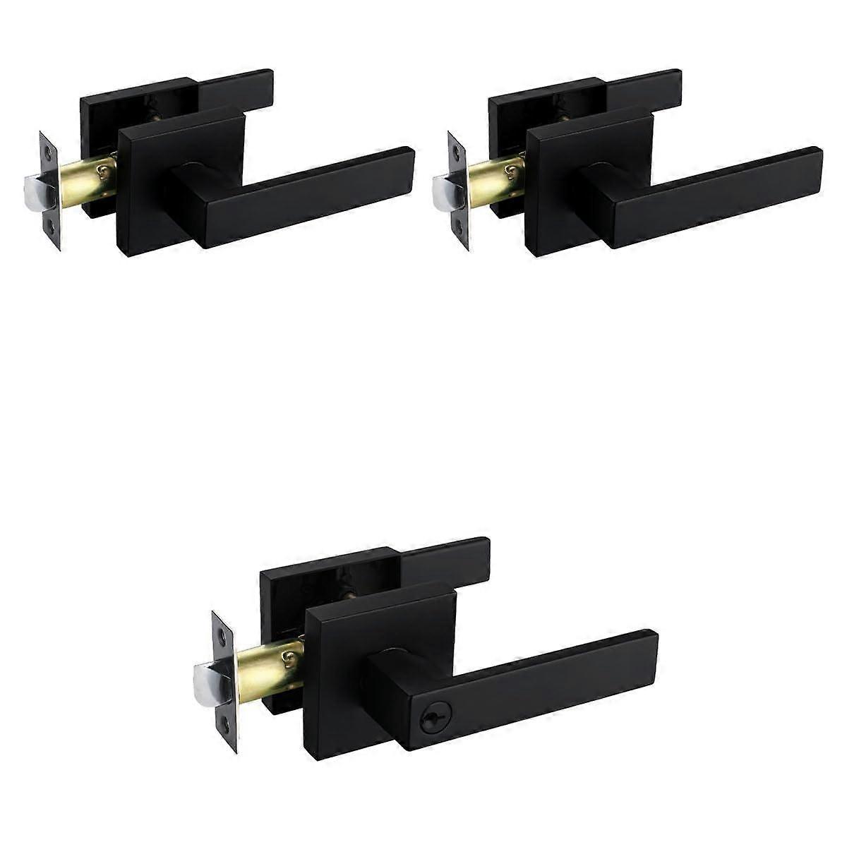 2 Pack Passage Door Lever Non Locking and 1 Pack Keyed Entry Door Lever Handle Set
