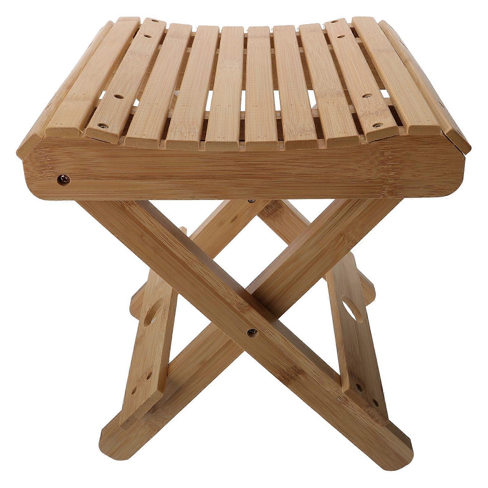 Foldable Bamboo Stool 2Pcs Sturdy And Practical Square Design For Camping Fishing Climbing And Outdoor Activities