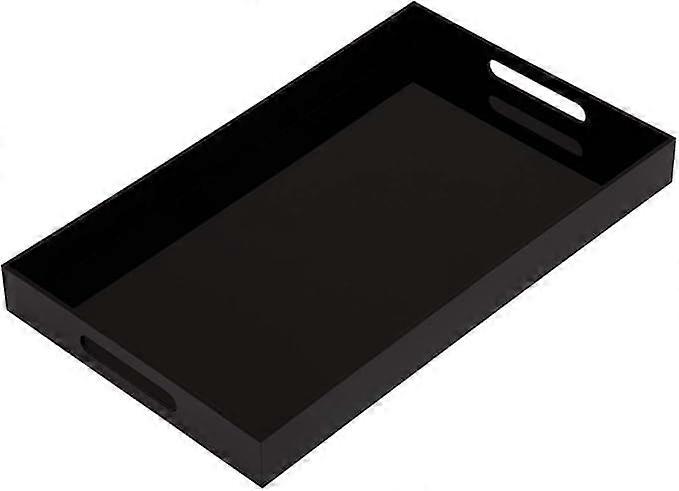 Elegant Glossy Black Acrylic Serving Tray with Smooth Edges for Kitchen Countertop Use