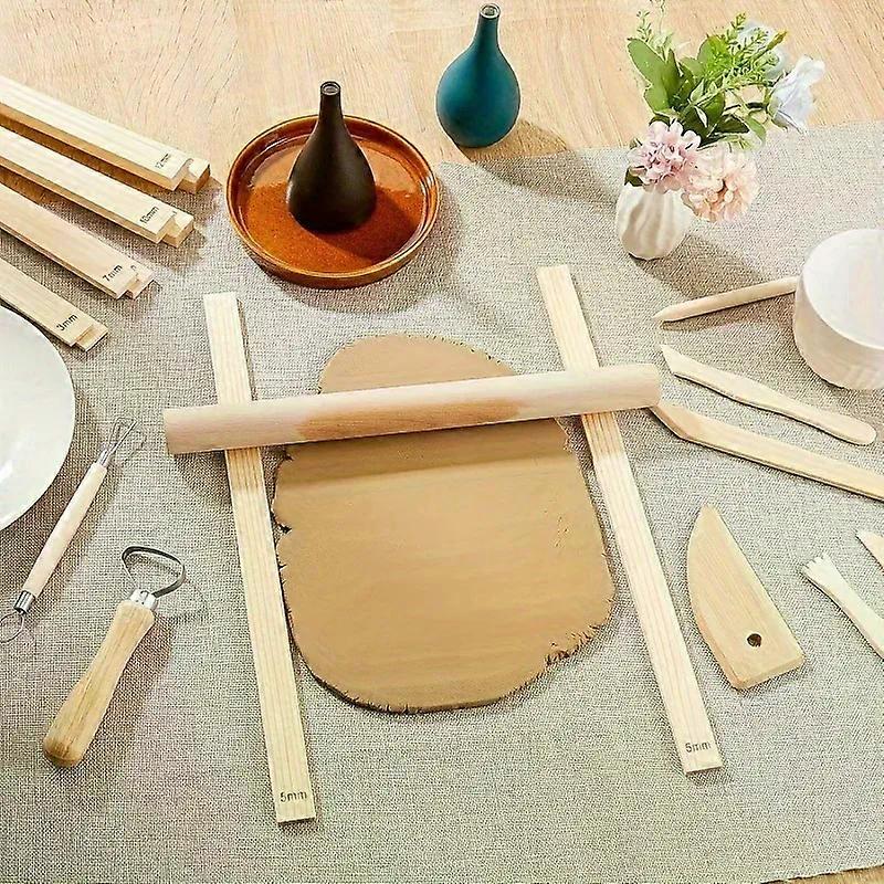 Wooden Rolling Pin Guides for Ceramics and Pottery Clay Crafting 10-Piece Uncharged Polymer Clay Thickness Strips with 5 Sizes
