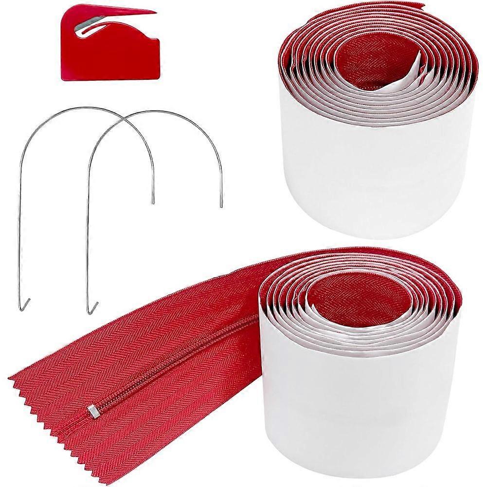 2 Pack Dust Protector Zipper 7 Ft Length X 3" Width Self-Adhesive Instant Door Zipper for Includes