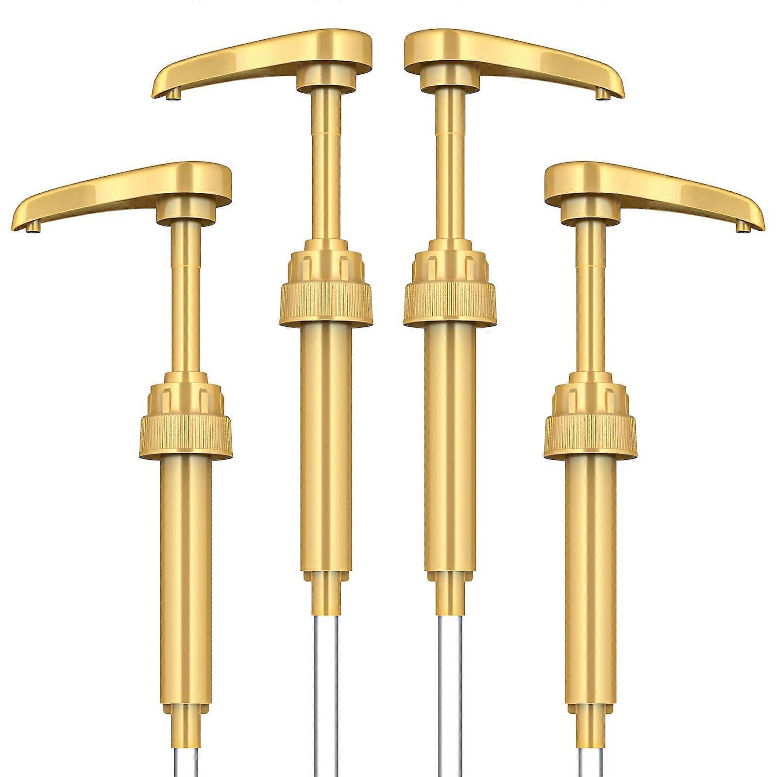 Coffee Syrup Pump Dispenser Gold 4 Pack for 750ml Bottles with LeakProof Lock and Precise Control