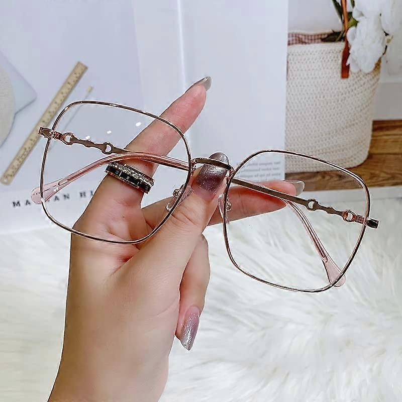 Blue Light Blocking Reading Glasses +3.50 Rose Metal Frame Spring Hinge UV400 with Case