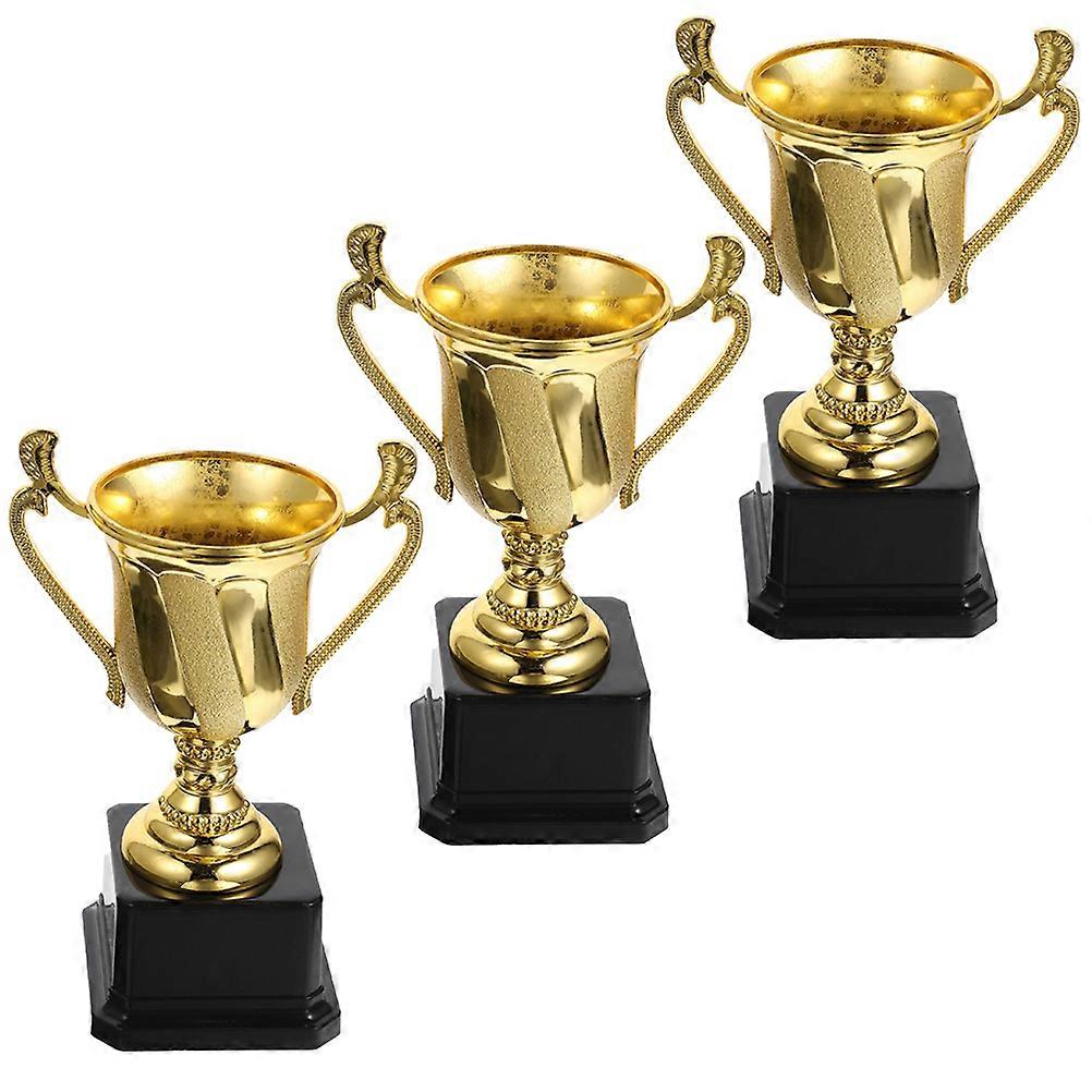 Creative Golden Trophy Prop for Ceremony Award 3Pcs Competition Trophy