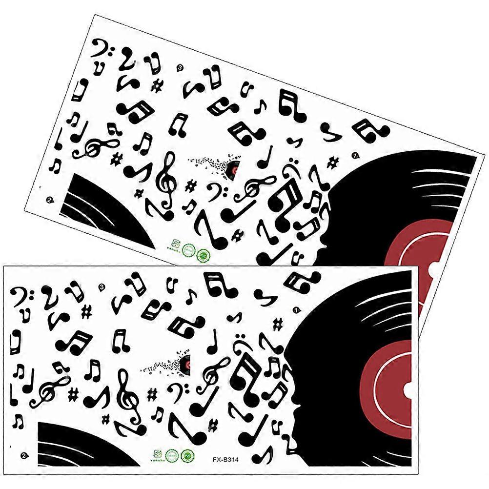 Vinyl Record Wall Decals for Home 2 Sheets Music Notes Wall Sticker PVC