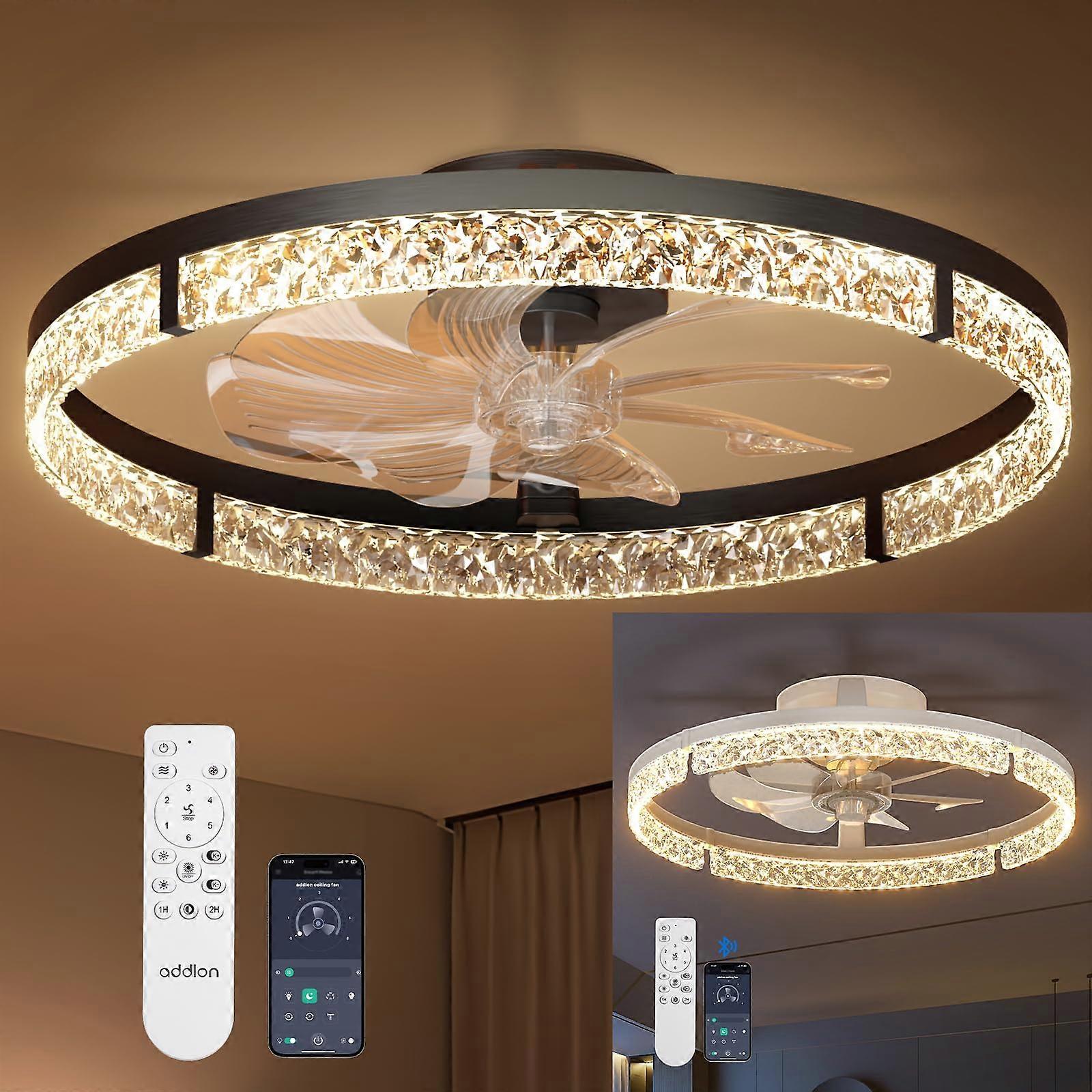 24 Inch Low Profile Ceiling Fan with LED Light and Remote, Smart App Control, Reversible Motor