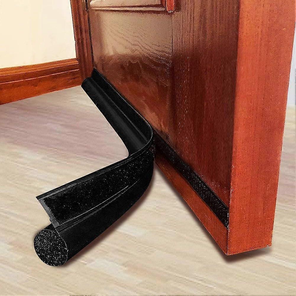 Door Draft Stopper Black Leather and Foam Windproof Noise Reduction Dust Blocking Seal Strip