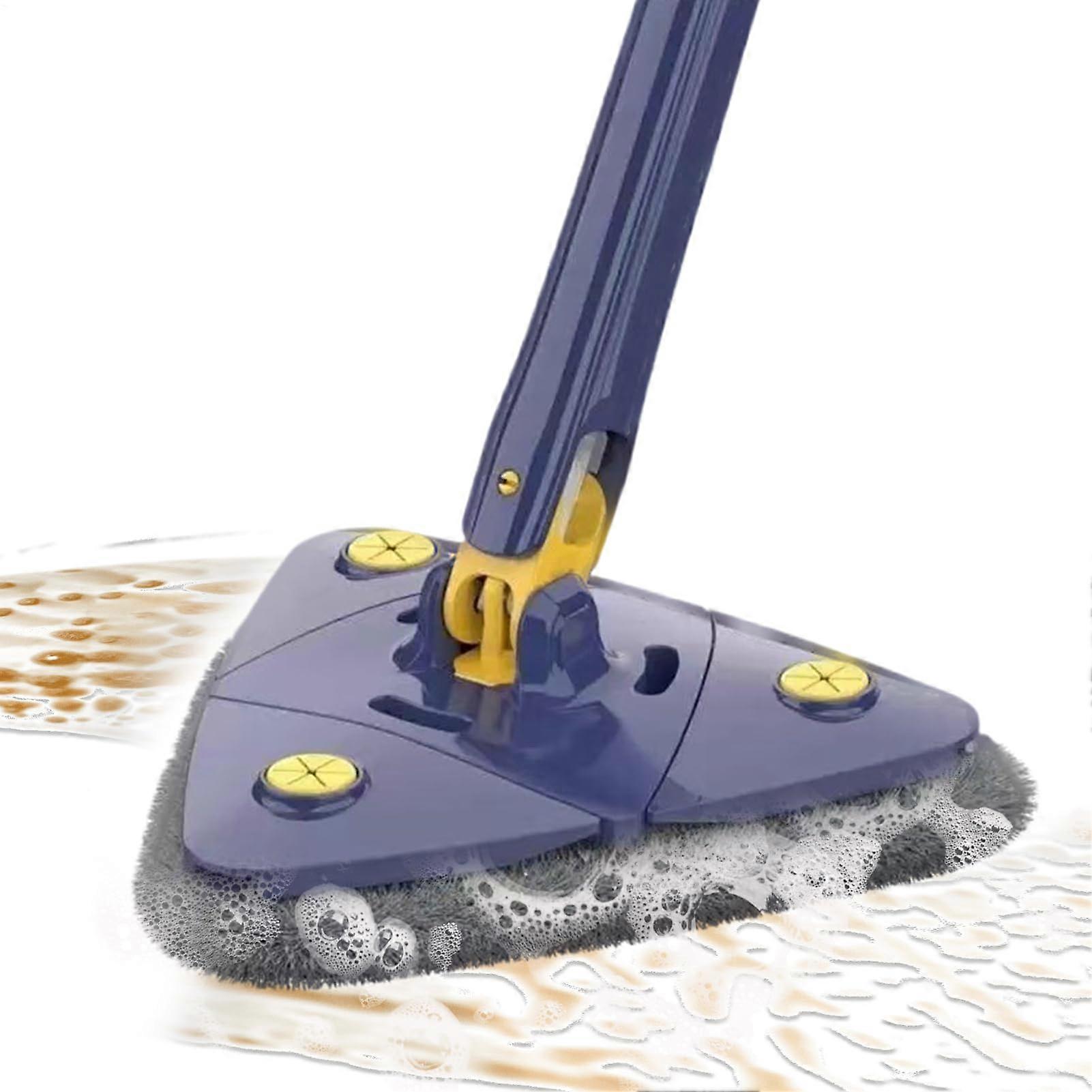 Triangle Mop with Adjustable Long Handle, 360° Rotating Microfiber Head for Wet and Dry Floor Cleaning