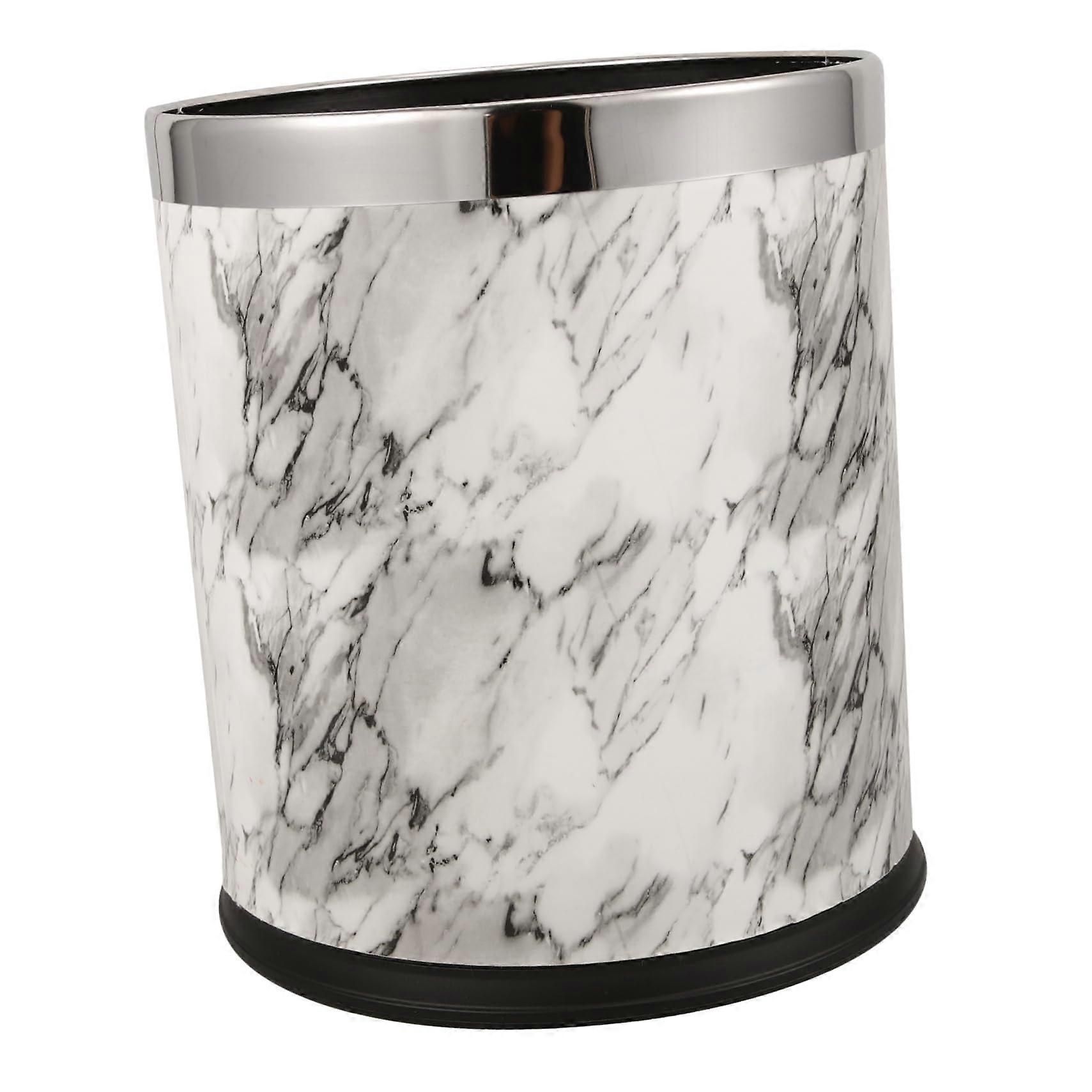 Marble Trash Can with Stylish Marble Pattern, MultiPurpose Waste Bin for Bathroom, Kitchen, Office