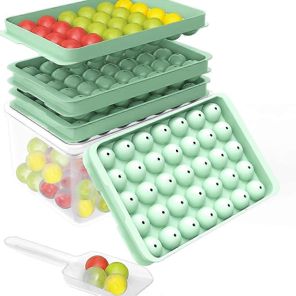 Ice Ball Maker Tray Set with Lid and Bin, 1 Inch Sphere Mold, BPA Stackable for Freezer