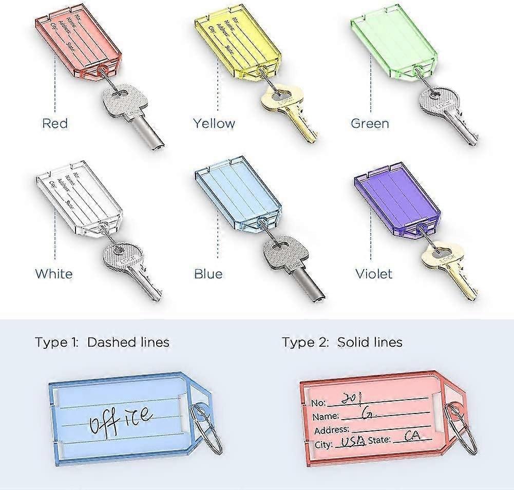 40 PCS Tough Plastic Key Tags with Split Ring Keys Identifier Label Window ID Luggage Tag Key Ring