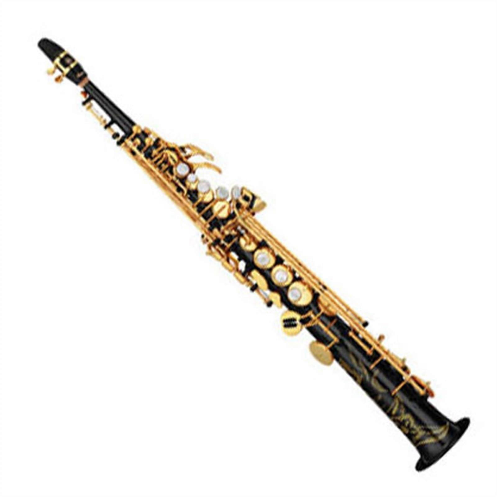 Soprano Saxophone Bb B Flat Brass Straight with Shell Keys Carved Pattern for Beginners Color 02
