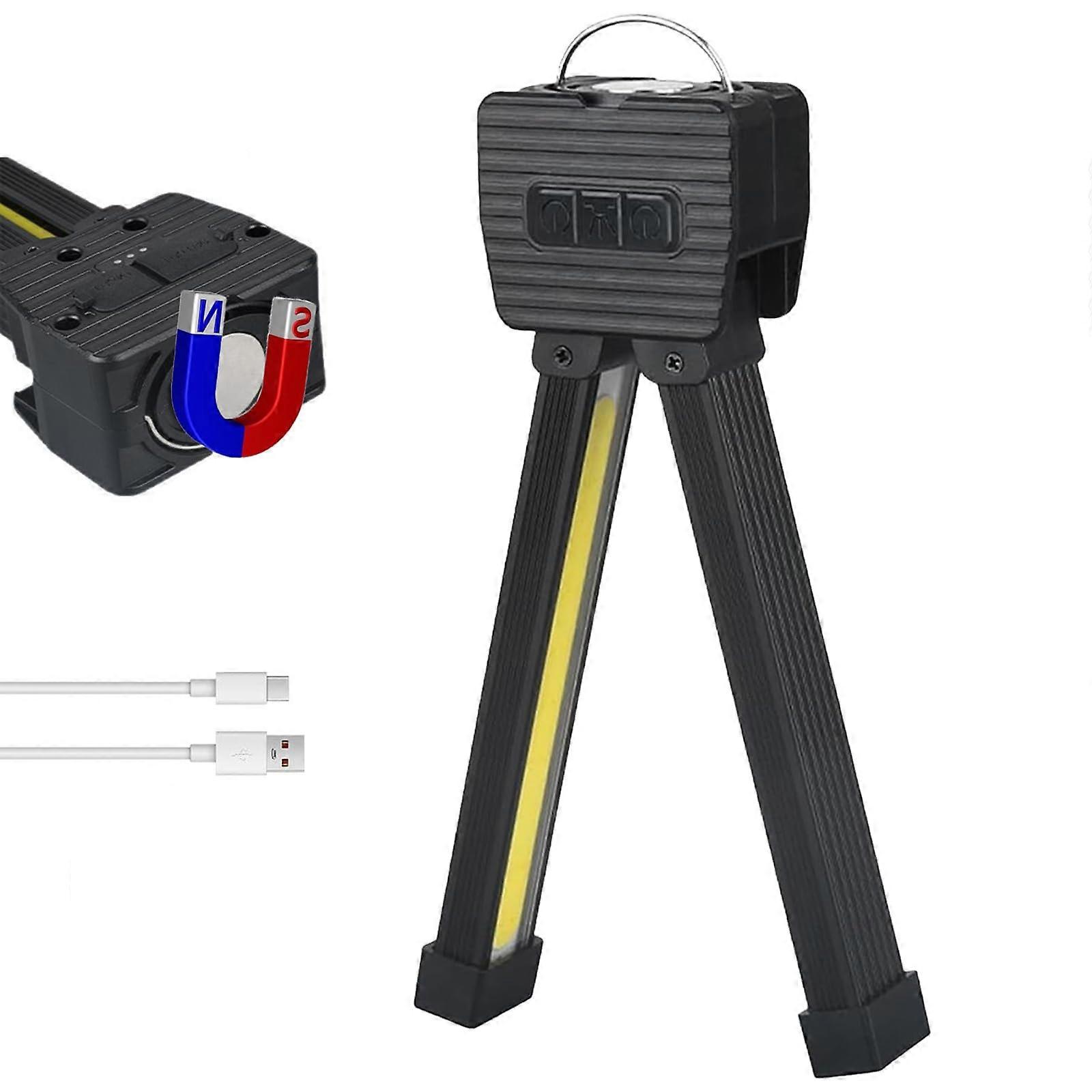 LED Work Light with Magnetic Base, USB Rechargeable Folding Flashlight, 7Level Dimming, Hook Hanging