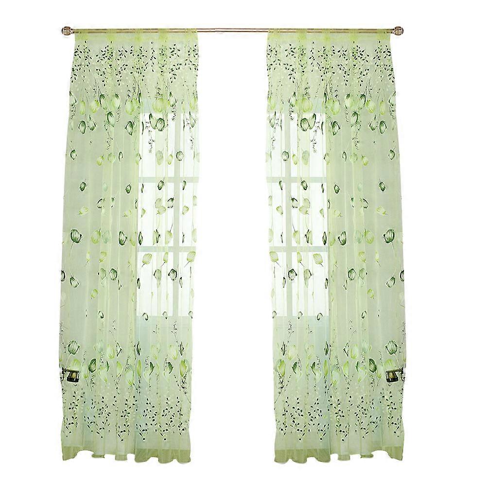 Window Sheer Tulip Flower Curtains for Window Shielding Transparent