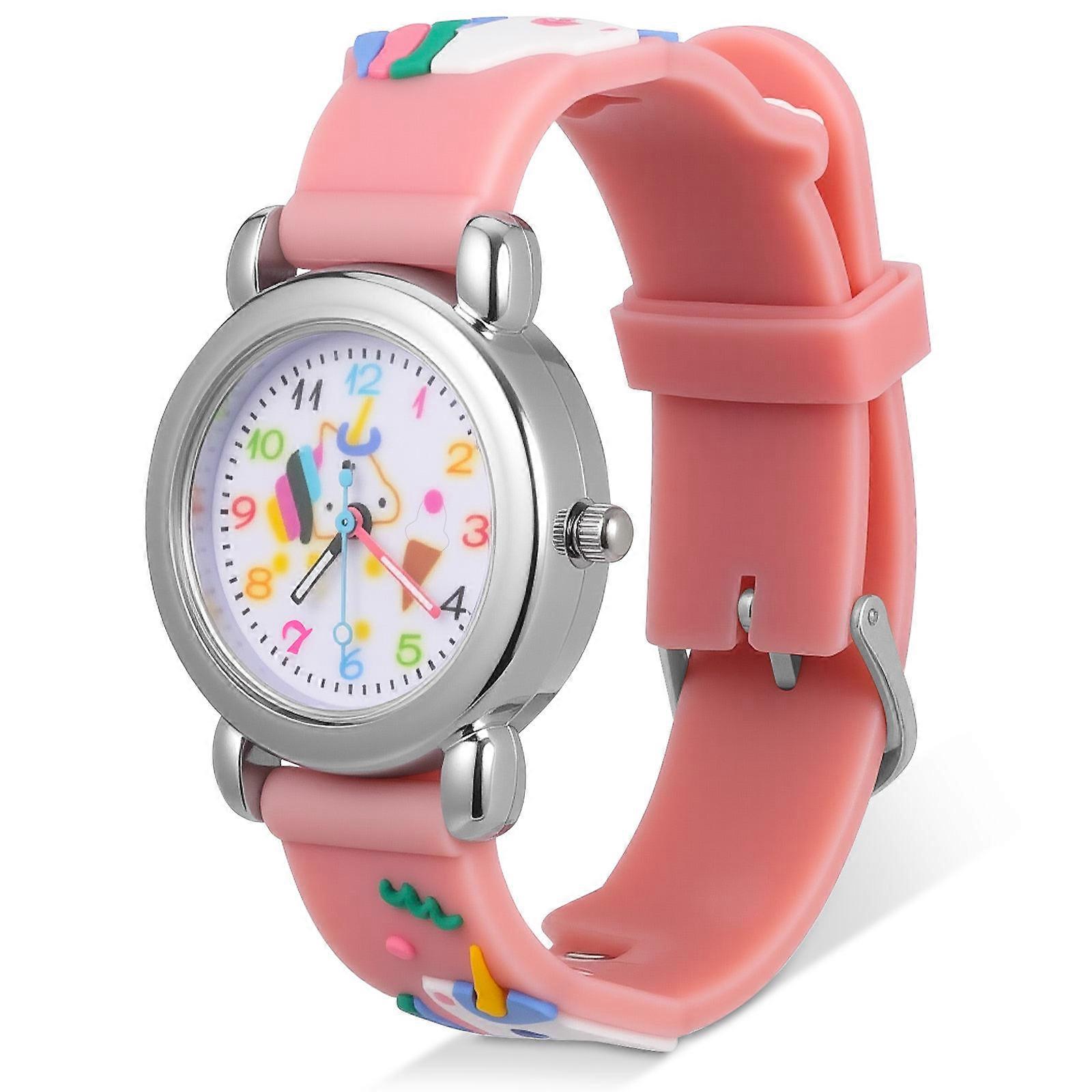 Unicorn Pattern Watch for Kids Use with Durable Plastic Strap Pink Color