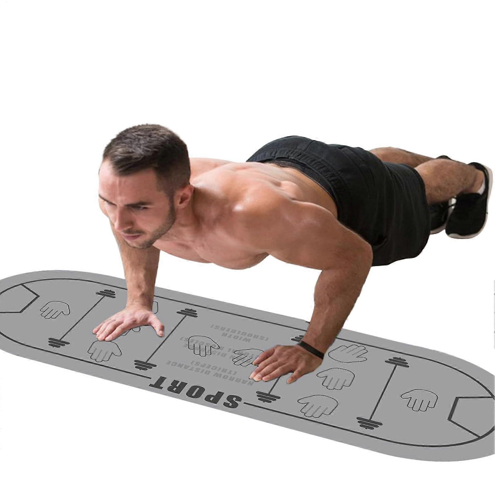 Push Up Mat with Visual Alignment Lines, Cushioned NonSlip Plank Exercise Mat for Home Workouts