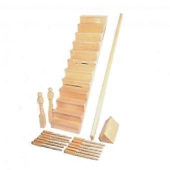 1:12 Scale Dolls House Staircase Kit, Wooden Miniature Stairs With Curved Bannister, DIY Builders