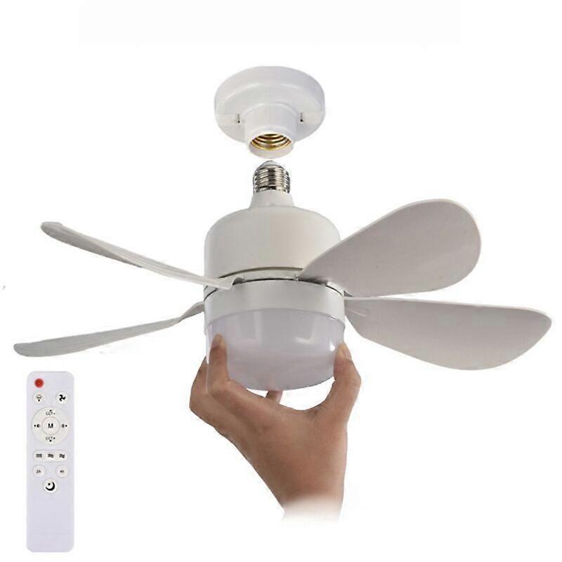 Modern ceiling fan with shape memory remote control, 3-speed dimmer and 5 blades, E27 socket, white