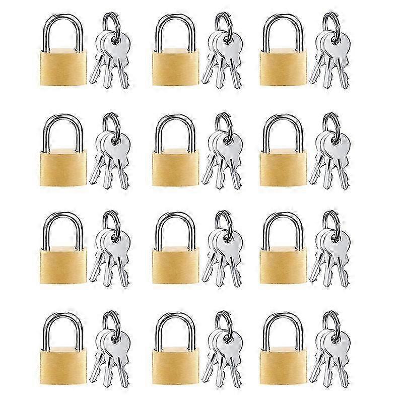 12 Pack Mini Padlock Small Padlock Solid Brass Locks with 3 Key