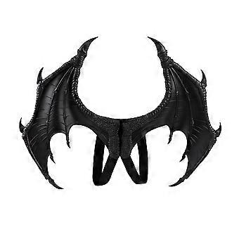 Sort Dragevinger og hale Tøj Tilbehørssæt Børn Cosplay Kostume Optræden Rekvisit Dekorative Scenerekvisitter til Halloween Karneval 60.00X45.00X