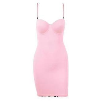 Slimming Full Length Shapewear Slips Nude Straight Tube Dress Body Shaper Women Skinny Under Dresses Underwire Cup Black Pink