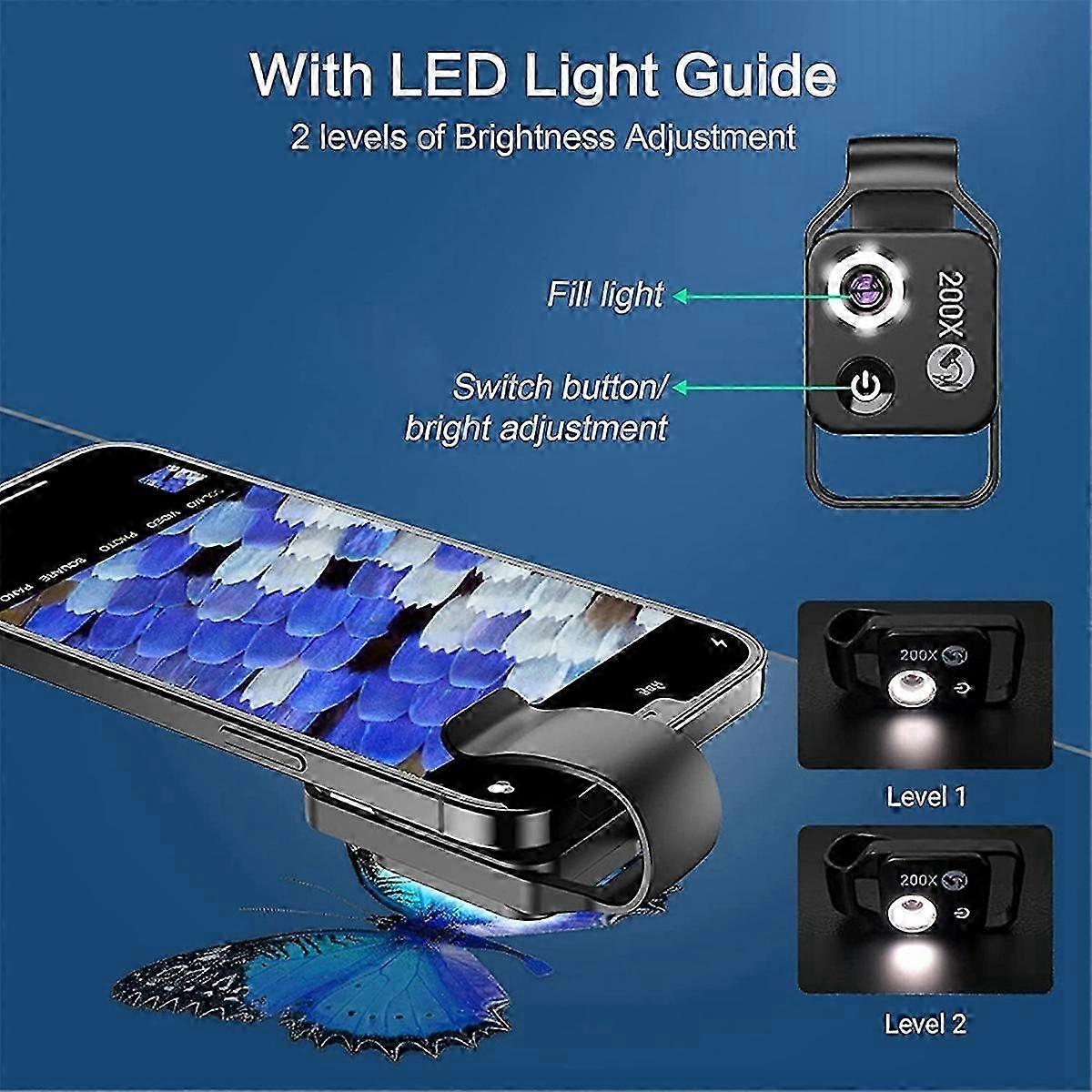 Magnification Microscope Lens for Ios Android All Smartphones,White