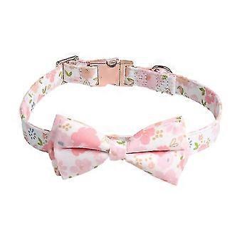 Pet Collar Floral Dog Collar Rose Gold Bow Dog Collar, Pink Crjjkoy