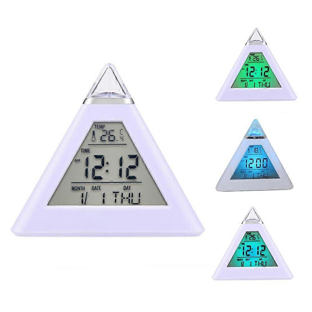 Pyramid LED Backlight Digital Display Time Thermometer Calendar Alarm Clock