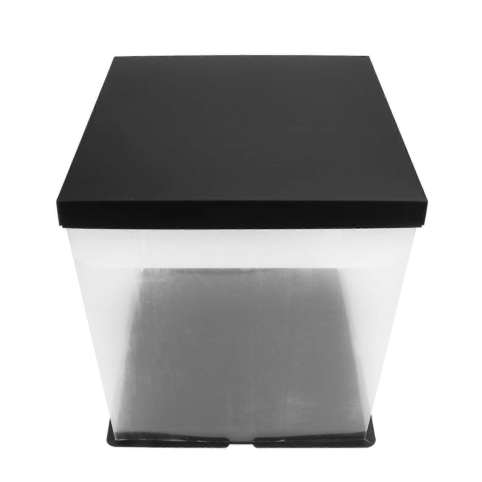 1Set Transparent Cake Storage Box Creative Heighten Baking Container Black