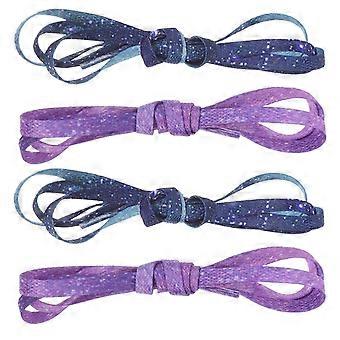 2 paia di scarpe da ginnastica casual in poliestere stringhe di scarpe con lacci stampati lacci per scarpe alla moda (cielo stellato viola scuro, cielo blu scuro, 120 cm)