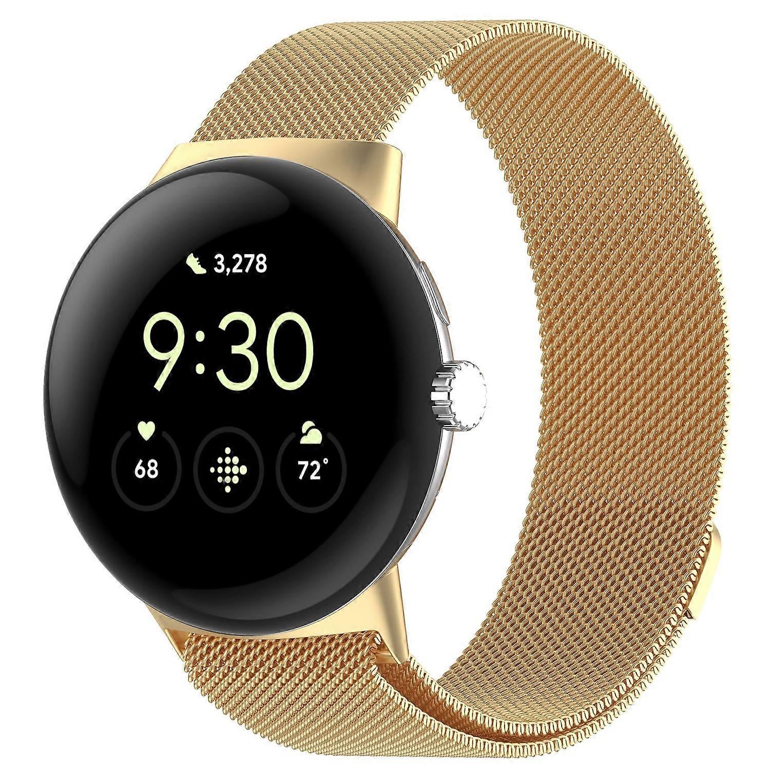 Metal Smartwatch Band for Google Pixel Watch 4 / 3 / 2 45mm Magnetic Gold