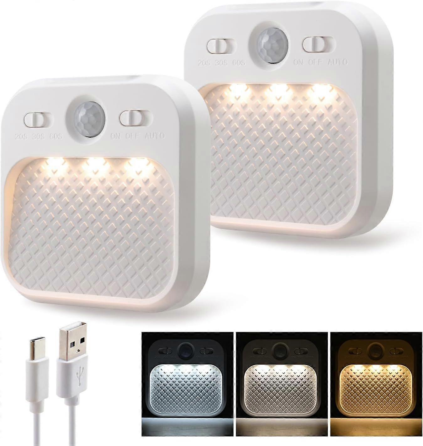Led Night Light with Motion Detector 2 Pack, Cabinet Light Dimmable with Timer