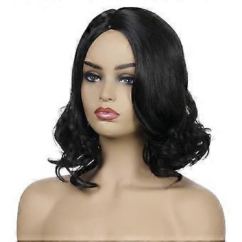 Short Curly Synthetic Wig with Bangs Black for Women Natural Look Lightweight Daily and Cosplay Wear