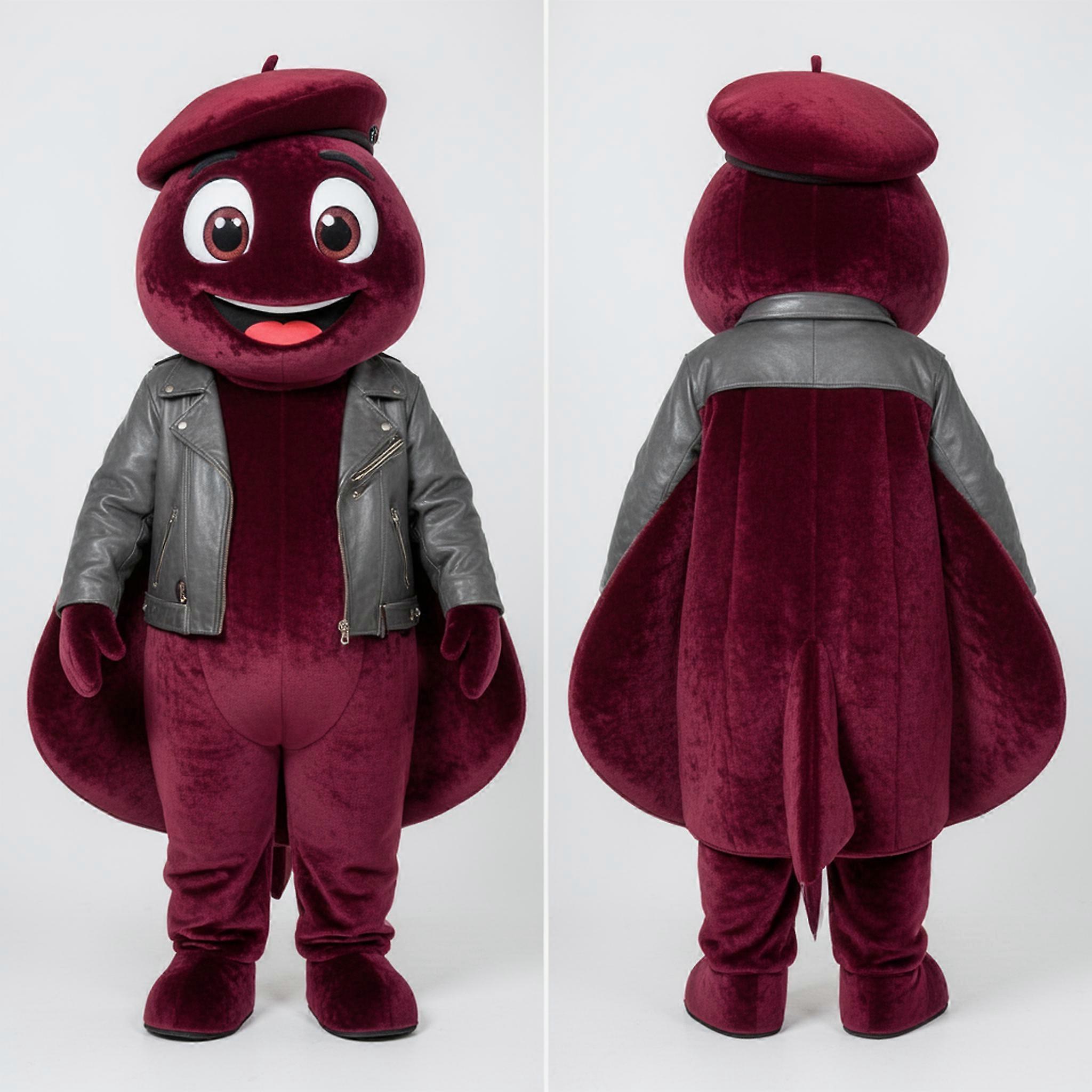 MASTICOT Maroon Velvety Manta Ray Mascot